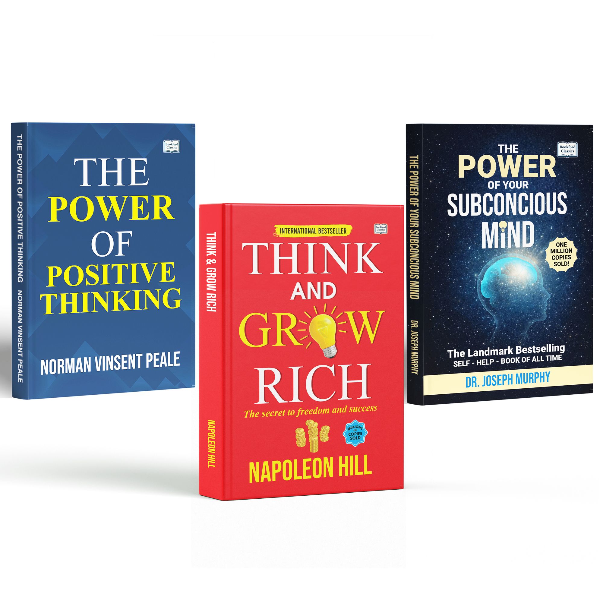 The Power of Positive Thinking + The Power of Your Subconscious Mind + Think and Grow Rich (Set of 3) | Original English Edition | Best Motivational & Mindset Books