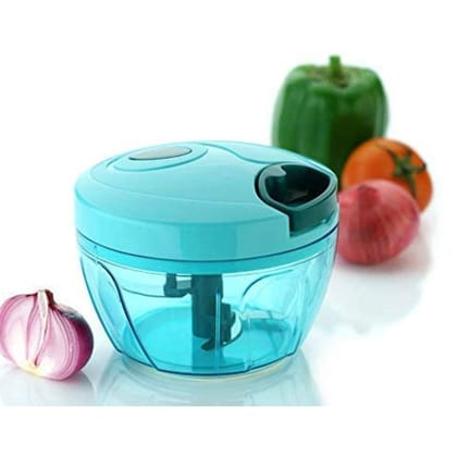 V3Deals Manual Food Chopper, Turquoise, 2-in-1 Multi-Purpose Pull Cord Vegetable Chopper with Storage Lid, 130mm (450ml)