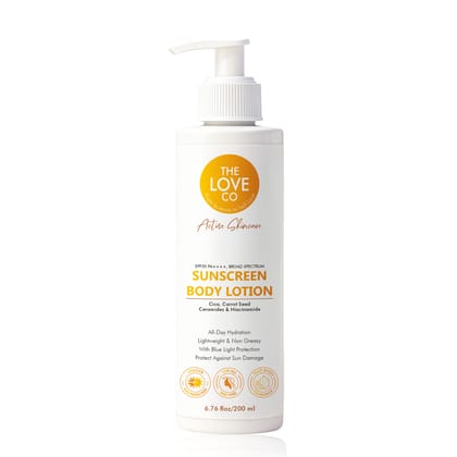 The Love Co SPF 50 PA++++ Sunscreen Body Lotion | Broad Spectrum UVA UVB Protection | No White Cast | With Niacinamide & Hyaluronic Acid | Lightweight & Non-Greasy | For All Skin Types | 200ml