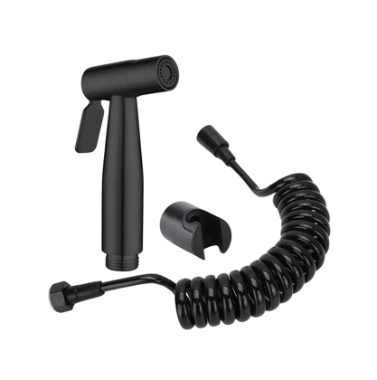 Steelo Stainless Steel Health Faucet with Flexible ABS Spring Hose pipe - 1 Metar Black
