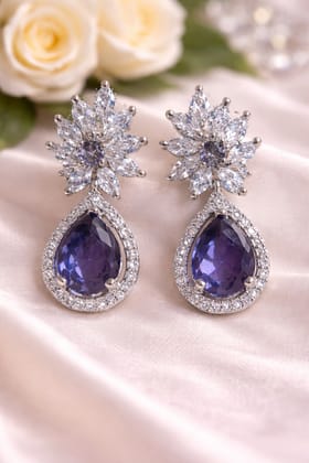 ✨ Royal Purple American Diamond Drop Earrings – Luxury Party Wear Statement Jewellery ✨
