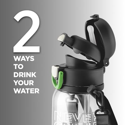 MILTON Regan 1000 2-in-1 Lid Sip or Gulp Water Bottle 1 ltr | Sturdy Handle And Strap | BPA Free| Food-Grade | One-Touch Open | Leak-Proof | Ideal for Office, School, College, Gym