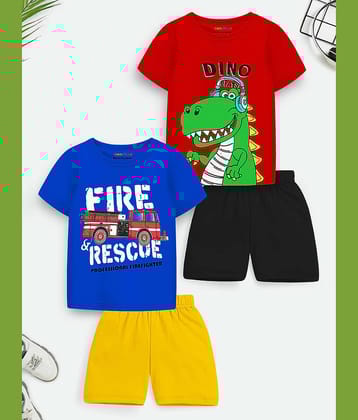 Trampoline Pack of 2 Boys Cotton Blend T-Shirt & Shorts Set ( Multicolor 2 )