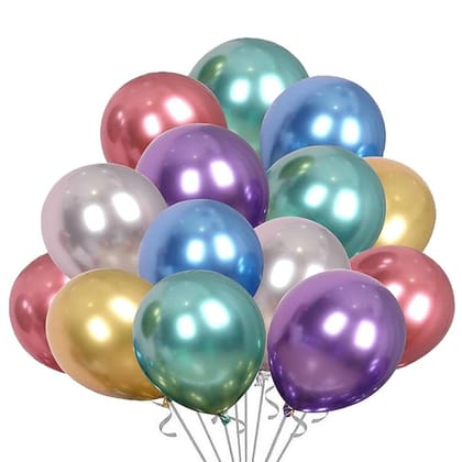 Premium Chrome Metallic Latex Balloons (Pack of 50) – Shiny Multi-Color Set for Birthdays, Anniversaries, Weddings & Event Decoration