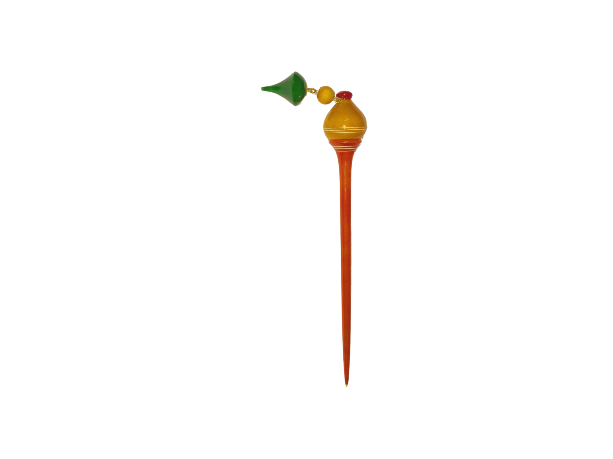 Vibrant Gradient Wooden Hair Stick with Beaded Accent