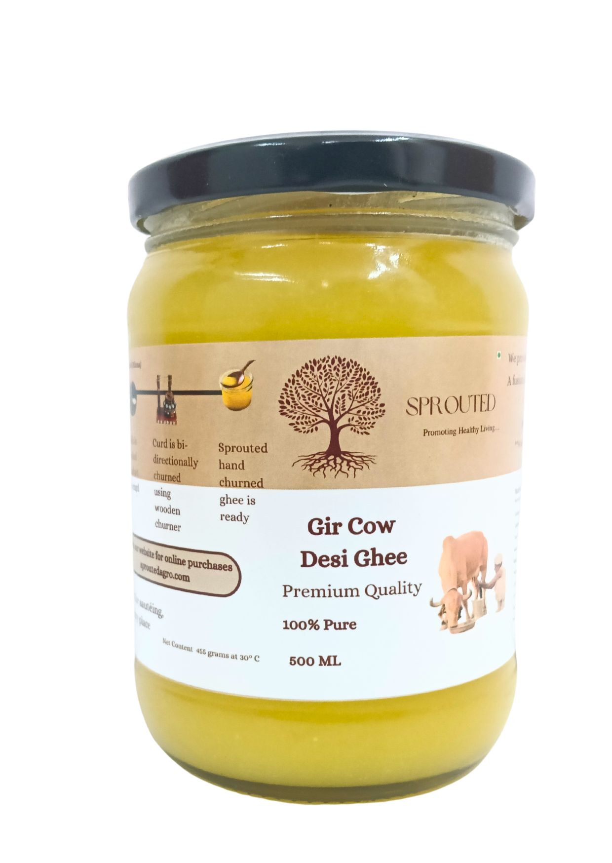 SPROUTED Gir Cow Desi Ghee 500 ML Premium Quality - 100% Pure