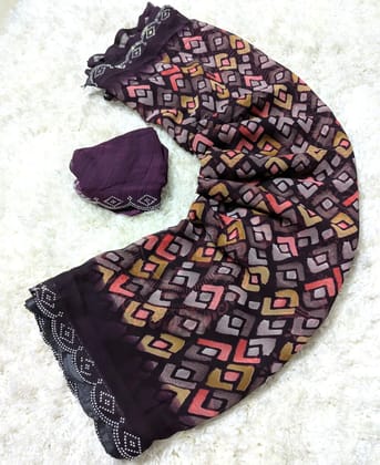 goergette Blouse running Swaroski daimond border Abstract prints
