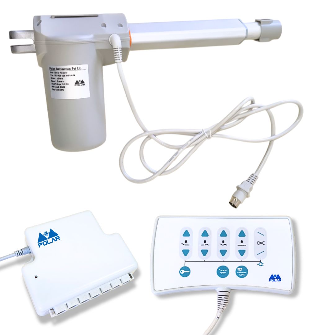 Advanced 5 Function Hospital Bed Actuator System with Nurse Panel (Stroke 100 mm | Load 6000 N | Speed 4 mm/s)