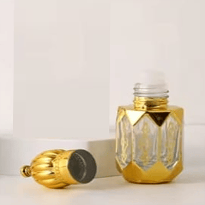 Mii Art Luxury 10ml Gold-Toned Glass Perfume Bottle – Exquisite Empty Refillable Vial for Artisanal Scents and Ittar Mii Art Luxury 10ml Gold-Toned Glass Perfume Bottle – Exquisite Empty Refillable Vial for Artisanal Scents and Ittar