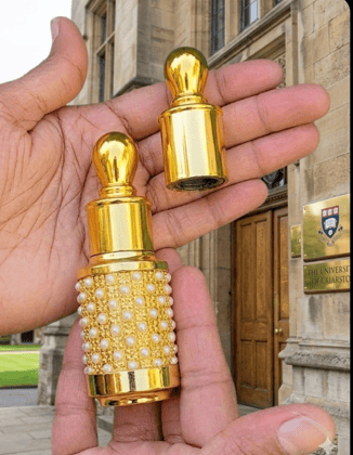 Mii Art 10ml Traditional Ittar Bottle – Ornate Gold Cap & Glass Vial for Concentrated Oud, Musk, and Perfume Oils