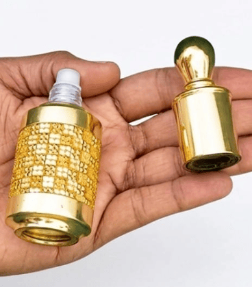 Mii Art 10ml Traditional Ittar Bottle – Ornate Gold Cap & Glass Vial for Concentrated Oud, Musk, and Perfume Oils