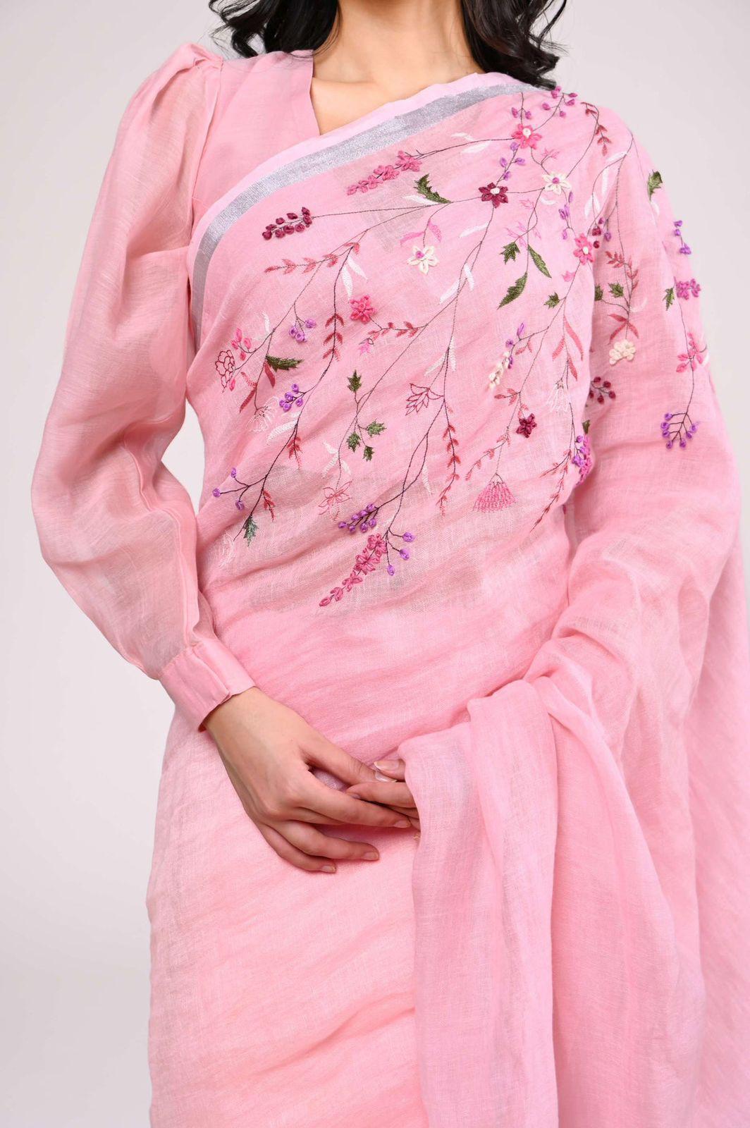 linen cotton with Handmade embroidery