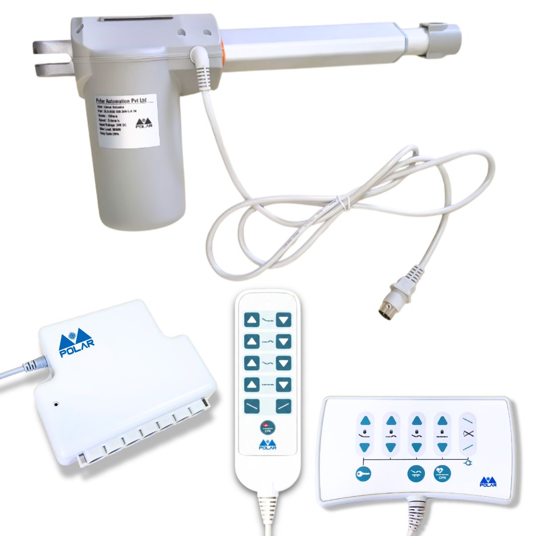 5 Function Hospital Bed Actuator System with Patient Remote + Nurse Panel (Stroke 100 mm | Load 6000 N | Speed 4 mm/s)