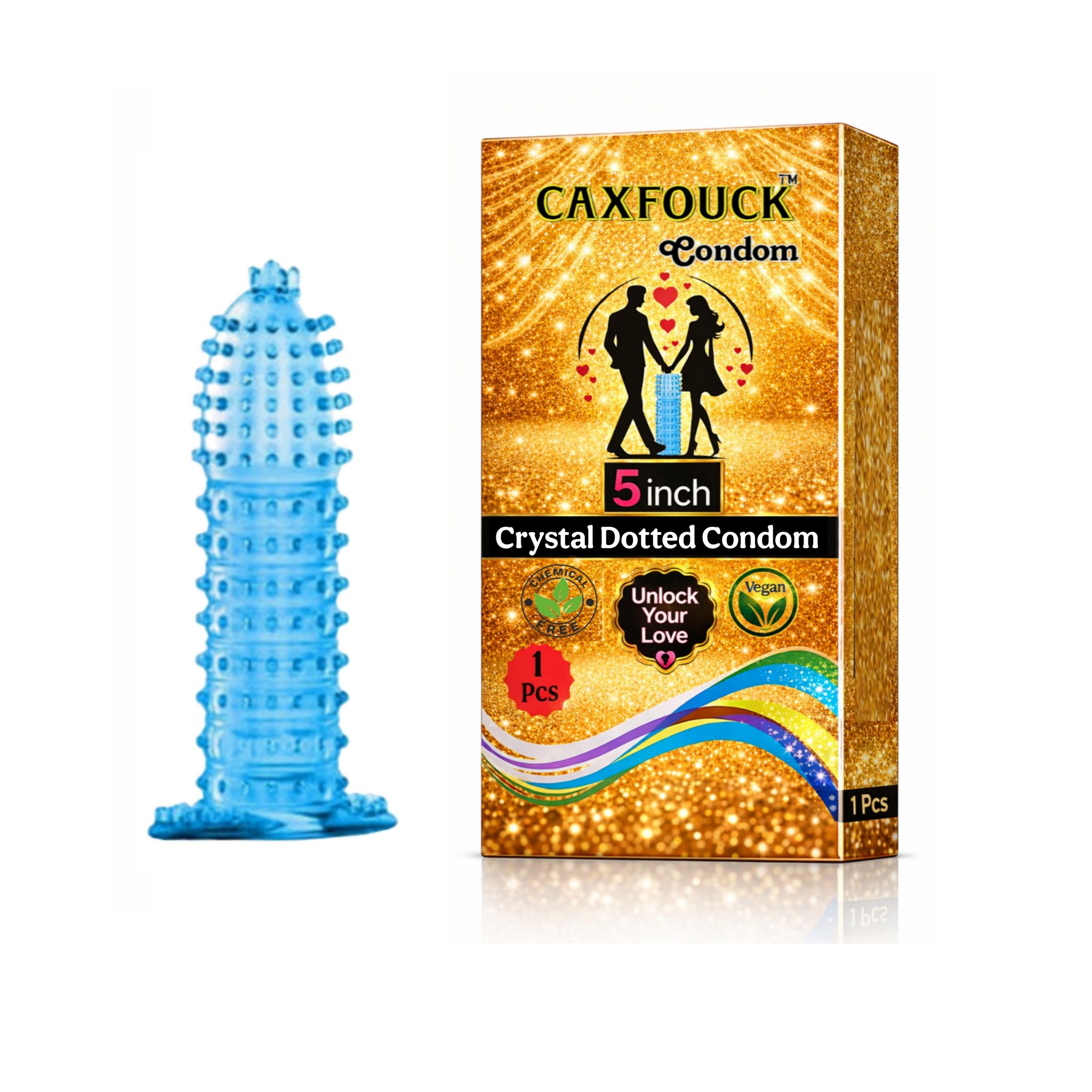 CAXFOUCK Premium Crystal Dotted Condom Reusable Ultimate Sensation more Pleasure 1 Piece Condom