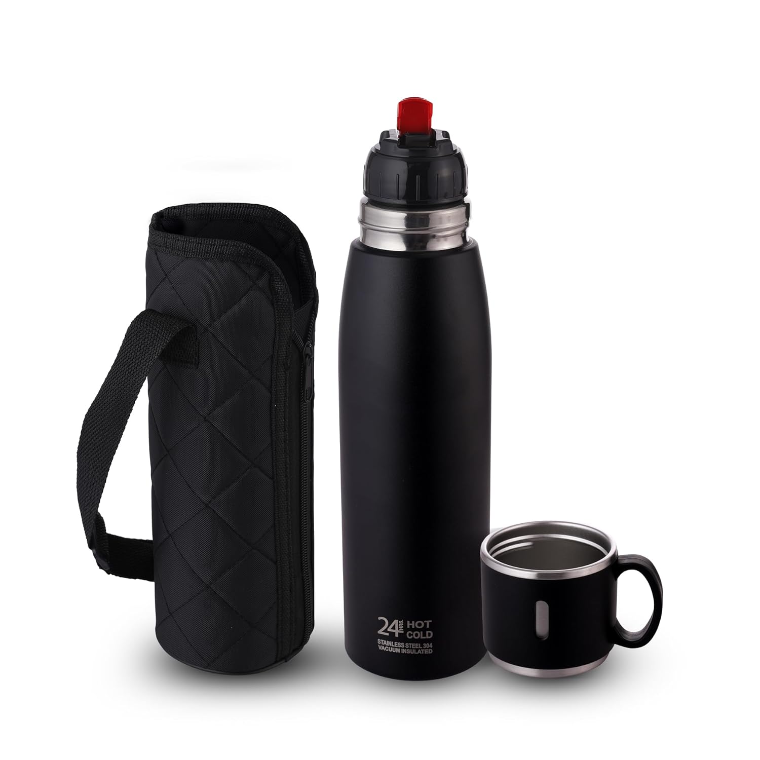 CELLO Duro Cup Style Thermosteel Flask, 1000ml | 24 Hours Hot & Cold | Dual Purpose Cup & Cap| Flask for Tea Coffee | Ideal for Office, Gym, Home, Kitchen, Trekking, Travel Bottle