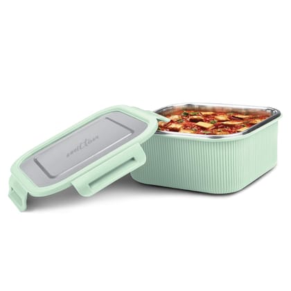 MILTON Cool Touch Square 1600 Stainless Steel Container, 1580 ml | Microwave Safe | Food Grade | BPA Free | Refrigerator Safe