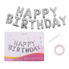 Happy Birthday Letter Foil Balloon Set of Silver + 2 Pieces Silver Fringe Curtain (3 X 6 Feet) + Pack of 51 Pieces Metallic Balloons 