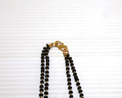 Traditional Gold Plated Black Bead Mangalsutra with Gemstone Pendant