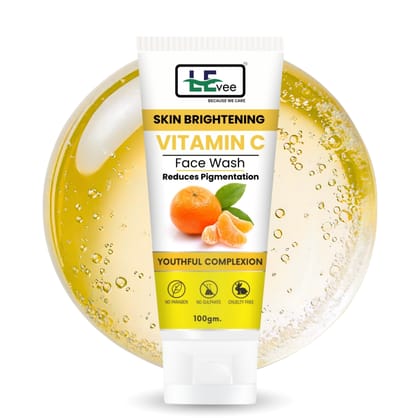 LEvee Vitamin C Face Wash | Skin Brightening Pigmentation Removal Cleanser with Orange Enzymes | For Glowing Skin & Dark Spot Correction | 100ml