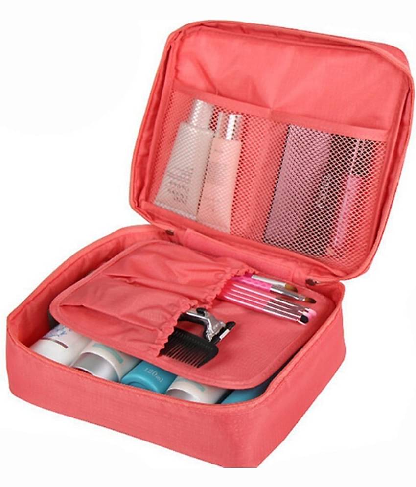 Kanha Peach Puff Multi-Pouch Cosmetic Makeup Toiletry Bag