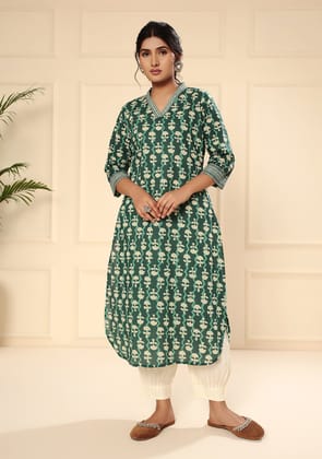 Mineral Green Cotton Kurta-S