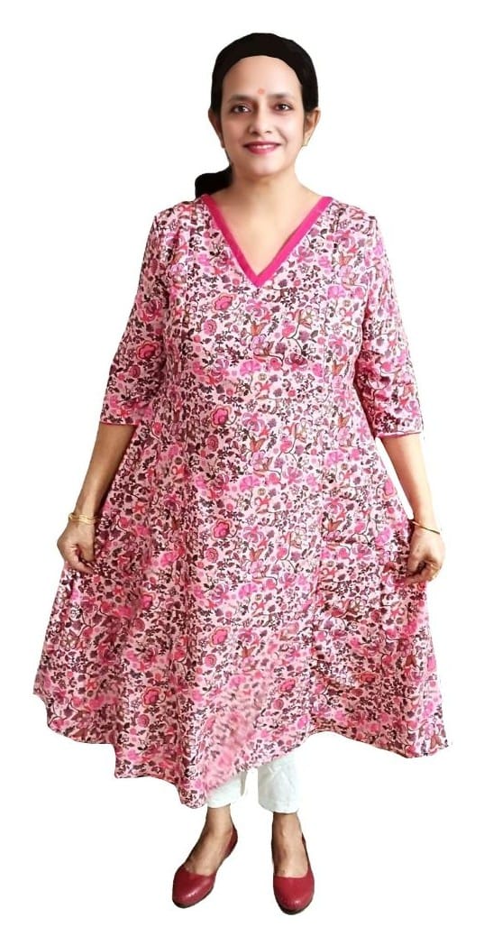 Women's Cotton Polyester Kurta | Side Panel Kurti | Size: L 