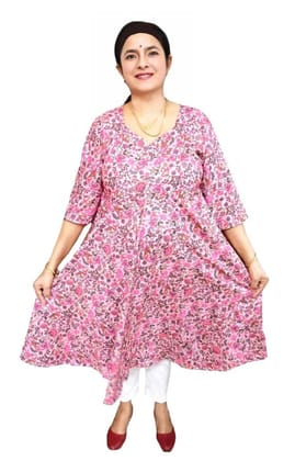 Women's Cotton Polyester Kurta | Umbrella Cut Kurti | Size L 