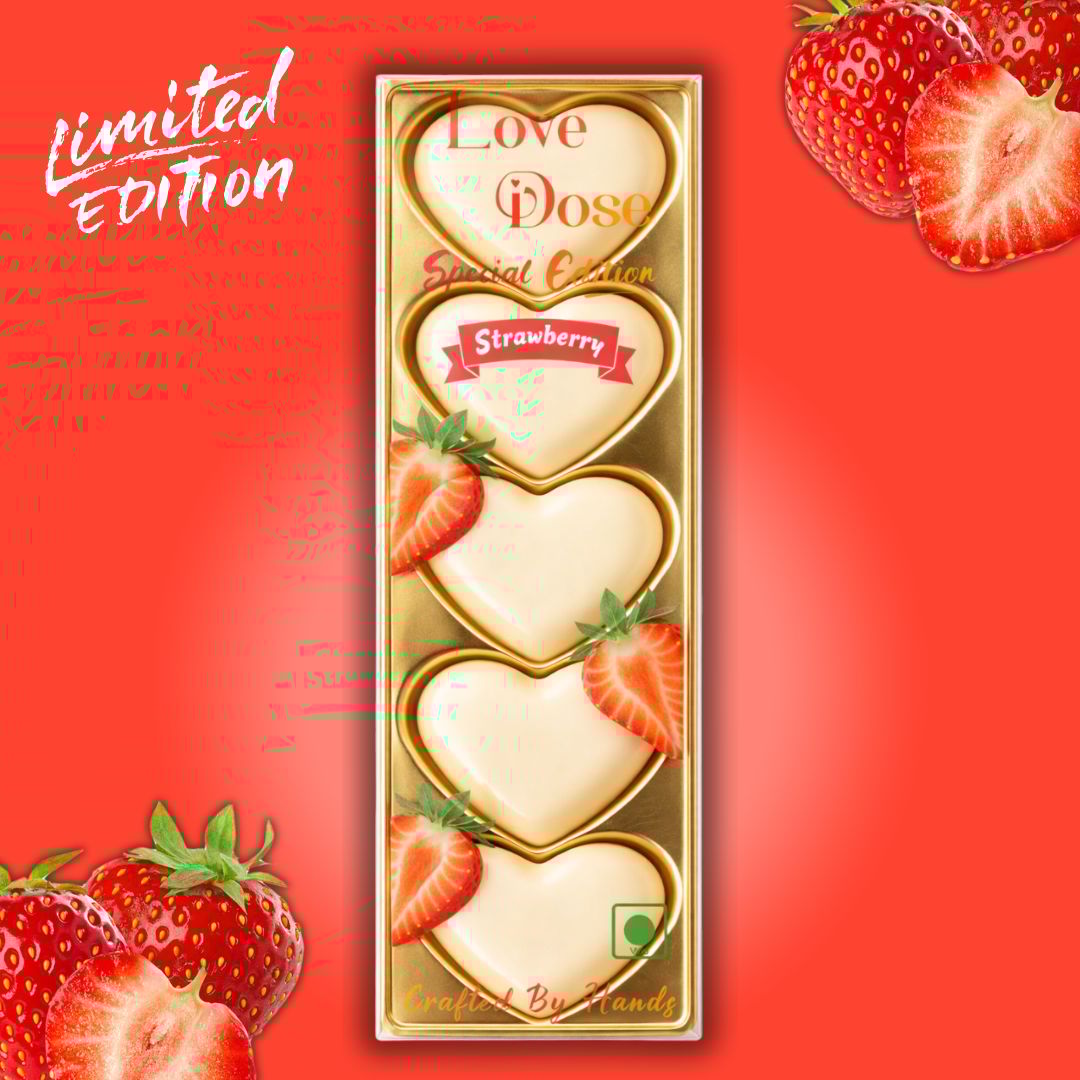 MOM Chocolate | Love Dose | Strawberry Filling Hearts Chocolates | Crafted With Love