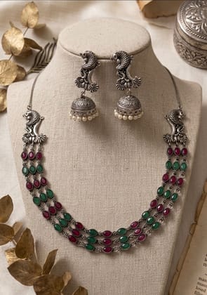 Glamvila Peacock Design Choker Set