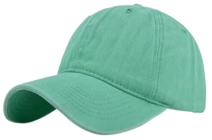 SwooK Stonewash Classic Snapback Baseball Cap for Mens Boys Womens Girls Sport Adjustable Cotton Mens Womens Caps Cap (Sea Green)