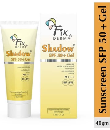 Fixderma Shadow Sunscreen SPF 50+gel For Oily Skin, UVA,UVB Protection, Water Resistant, 40g
