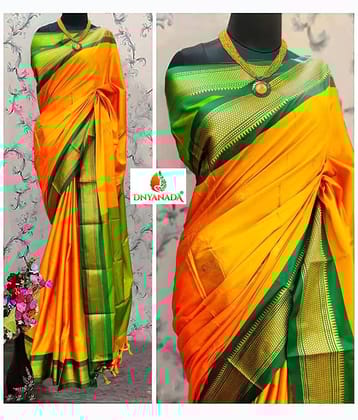 Mysstre Cotton Silk Woven Saree With Unstitched Blouse Piece ( Orange )