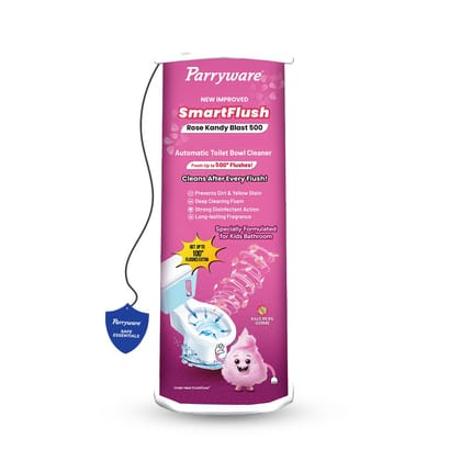Parryware SMARTFLUSH In-Tank Automatic Toilet Bowl Cleaner - Rose Kandy Blast 500 | 99.9% Disinfection | Specially for Kids Bathroom | Lasts upto 600* Flushes | FCSF0503