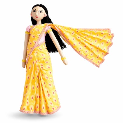 Handmade Fabric Play Doll in Indian Drapes | Stuffed Fabric Doll in Saree | Collectible Dolls Made in India