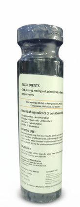 Moringa Advanced Skin Care Oil 100ml – Cold Pressed Organic Healing Oil for Acne, Scars, Wrinkles, Cracked Heels & Burns