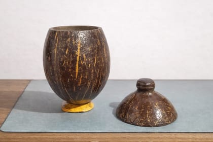 Handcrafted Coconut Shell Jar with Lid - Rustic Home Decor & Storage