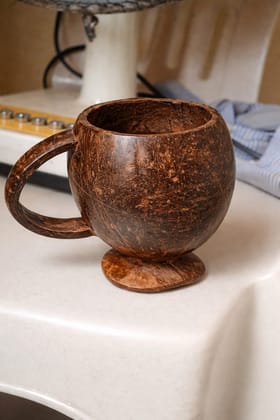 Handmade Coconut Shell Mug with Handle