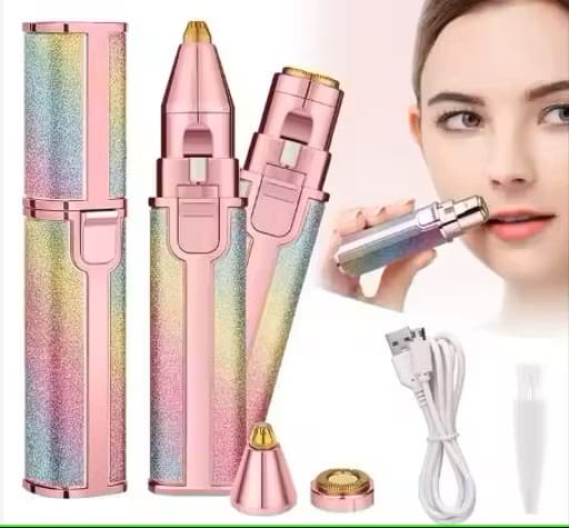 2 in 1 Eyebrow trimmer and Portable 2 in 1 Painless Eyebrow Trimmer, Epilator, facial Hair removel, Face Hair removel, Lips Hair Removel, Nose Hair Removel Electric Razor Hair Removal for women Rechargeable Trimmer with Light and USB