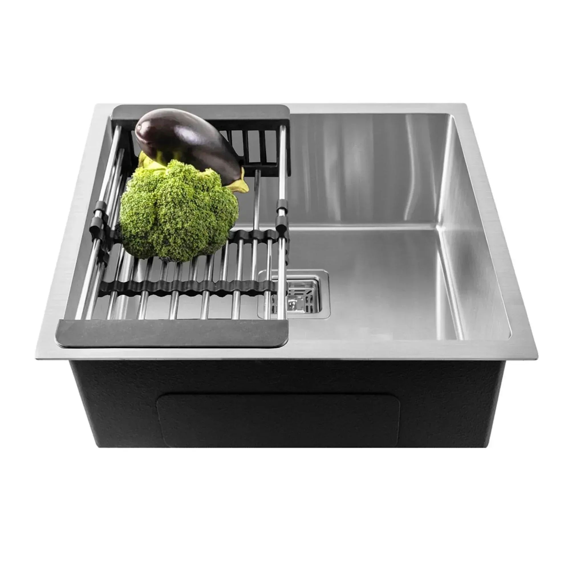 Premium-304 Handmade (18 x 16 x 9) Inch Stainless Steel Single Bowl  Silver Kitchen Sink