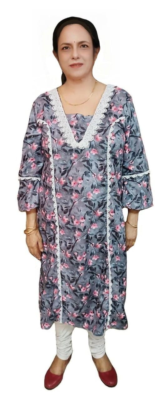 Women's Cotton Polyester Kurta | Designer Princess Cut Kurti | Size: XL