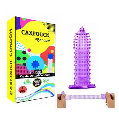 Caxfouck 5 Inch Crystal Dotted Condom Sleeve – Reusable Soft Silicone Extension for Extra Pleasure (1 PCS)