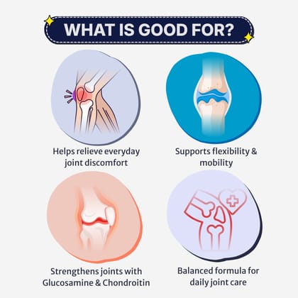 HealthBest Joint Support Supplement - 60 Glucosamine Tablets with Chondroitin, MSM, Vitamin C, D3, B12 for Joint Strength, Pain Relief & Flexibility