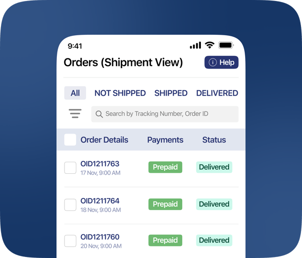 Shipment Status Tabs