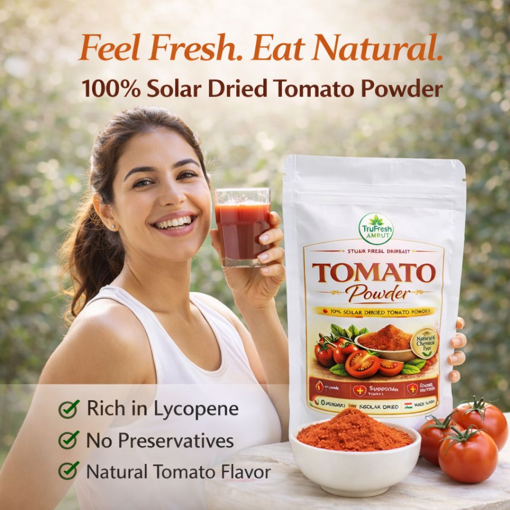 TruFresh Amrut Solar Dried Tomato Powder 100g | 100% Natural Tomato Powder | Rich in Lycopene | No Preservatives | For Soups, Sauces & Cooking