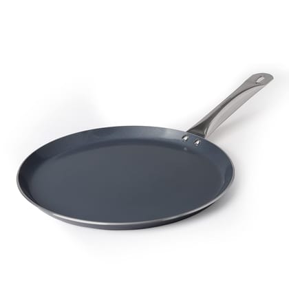 FACKELMANN Ceramic Nonstick Flat Tawa Pan 28cm | German Technology | Non-Toxic| PFOA, BPA & Nickel-Free | Induction Base - All Stoves | Even Heating, Easy Release | Parantha, Pancakes, Cheela, Dosa