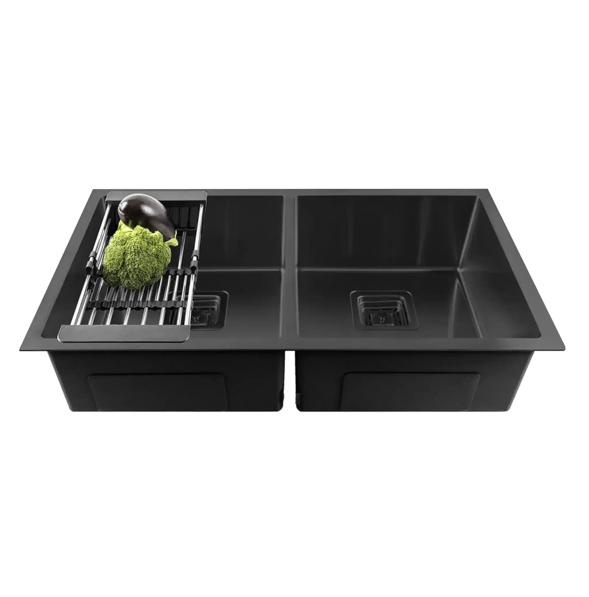 Classic Handmade (45x 20x 10) Inch Double Bowl Black Stainless Steel Kitchen Sink