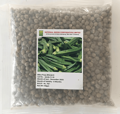 NSC Bhindi Pusa-5 variety, 100 gram T/L seed