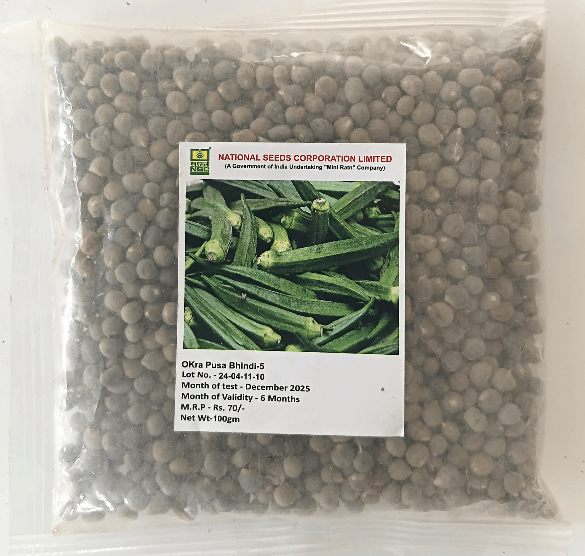 NSC Bhindi Pusa-5 variety, 100 gram T/L seed