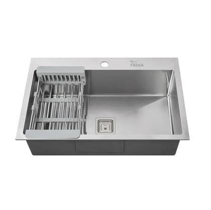 Premium Handmade (24 x 18 x 10) Inch Single Bowl  Silver with Tap Hole Stainless Steel Kitchen Sink