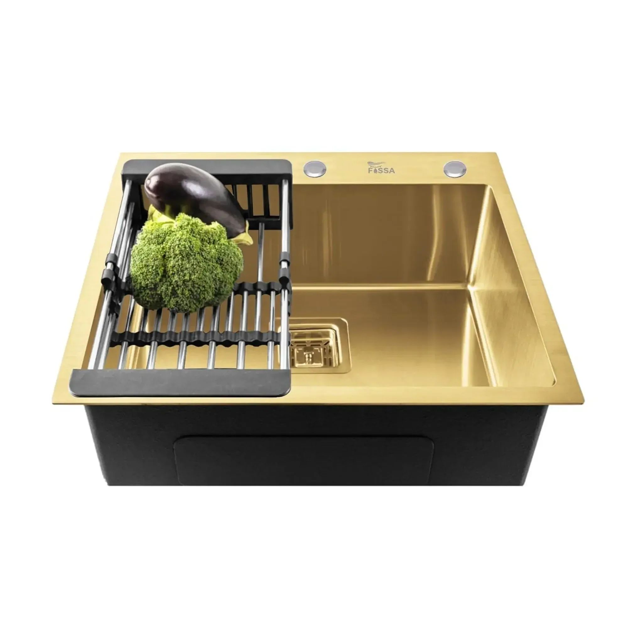 Premium-304 Handmade (24 x 18 x 10) Inch  Single Bowl Gold with Tap Hole Stainless Steel Kitchen Sink